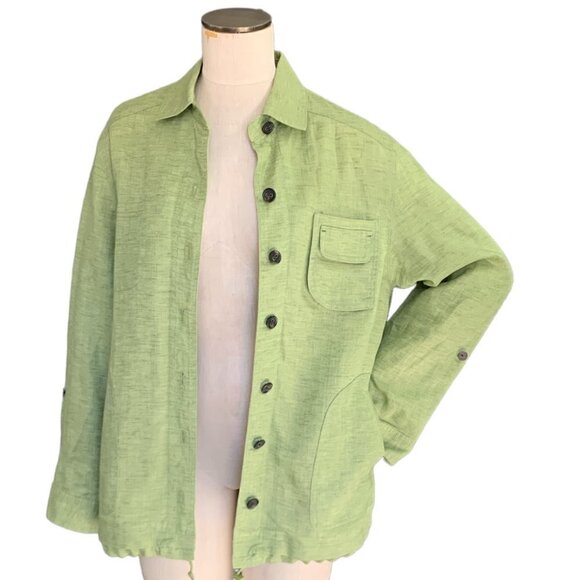 Coldwater Creek Linen Button Front Shirt-Jacket Sz M (10/12) Green #118D - Picture 2 of 10